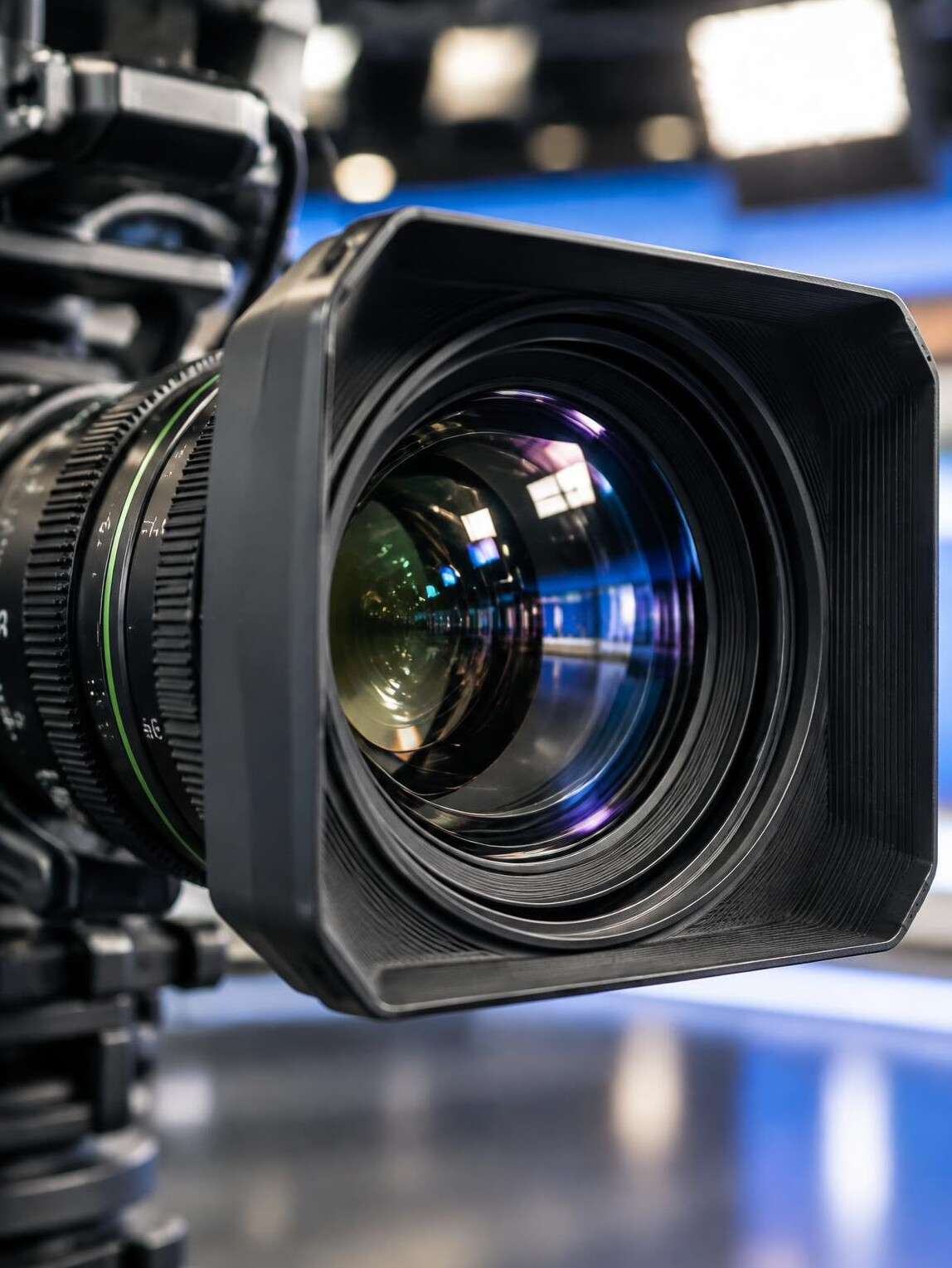 Close-up of a professional camera lens