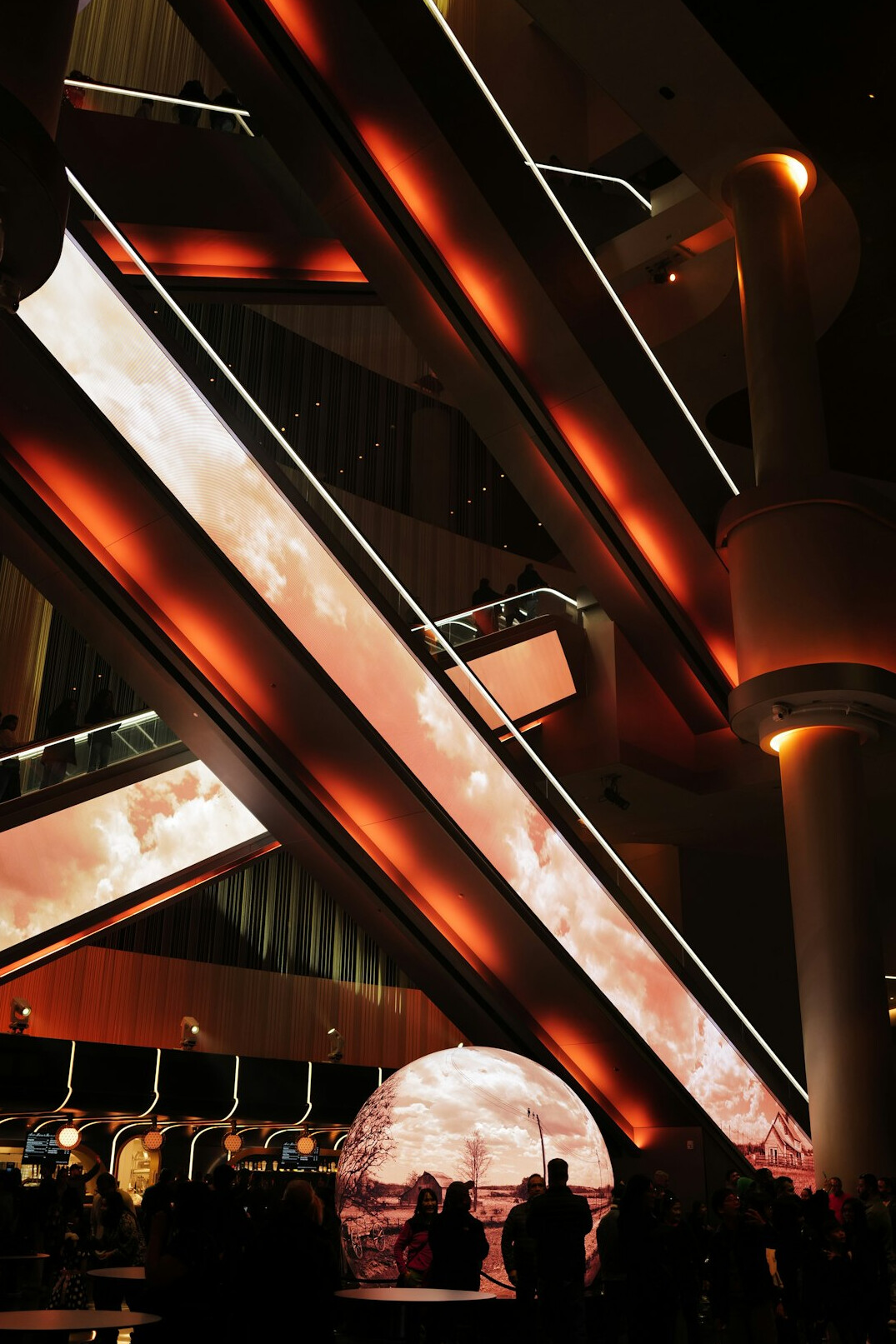 Futuristic immersive screen environment with light beams